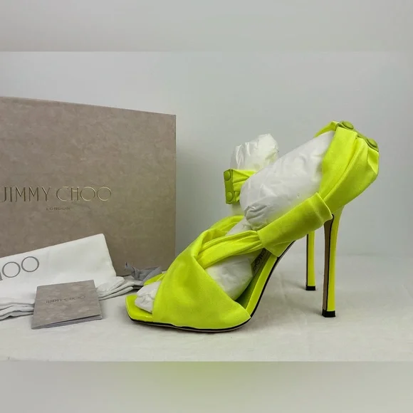JIMMY CHOO NEOMA 110 NEON APPLE GREEN - 37 - Picture 8 of 14